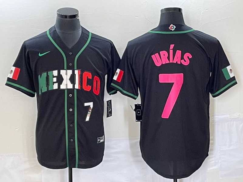 Mens Mexico Baseball #7 Julio Urias Number 2023 Black World Baseball Classic Stitched Jersey